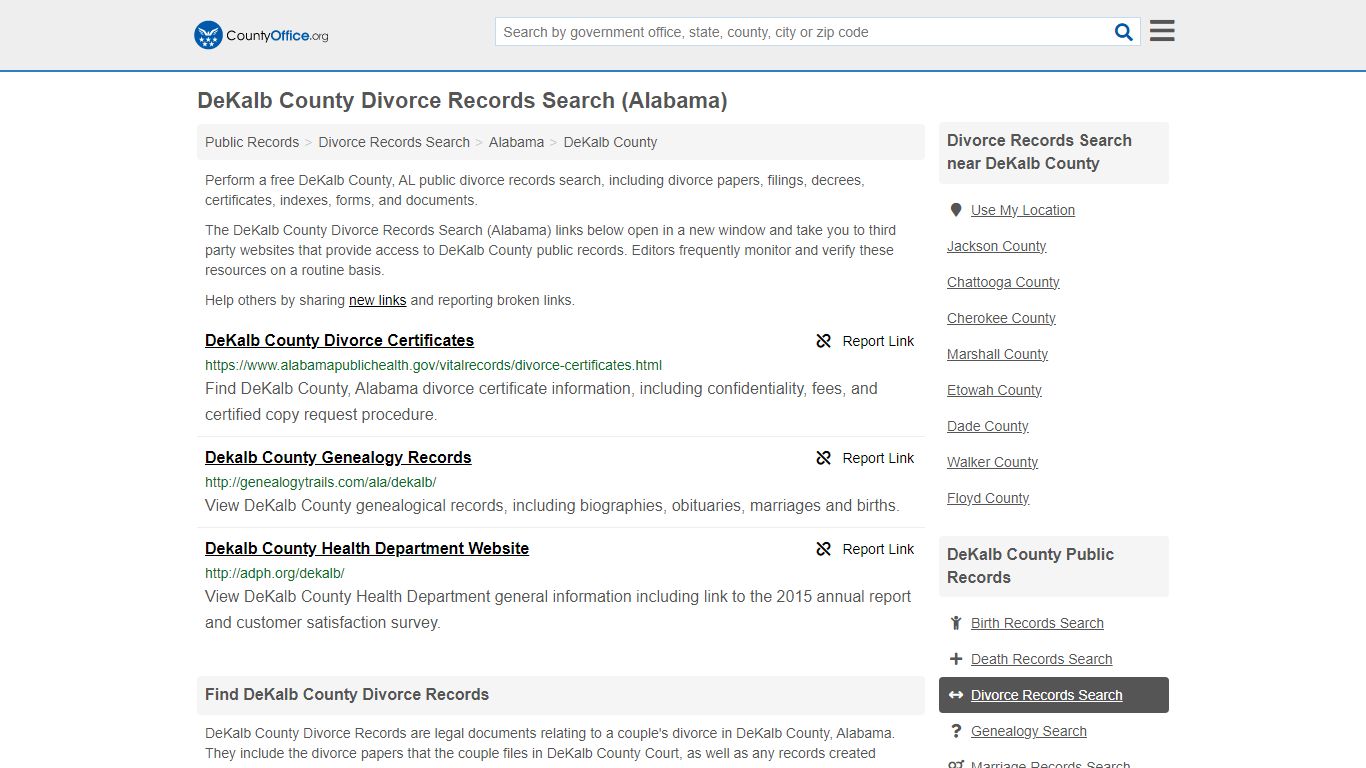DeKalb County Divorce Records Search (Alabama) - County Office